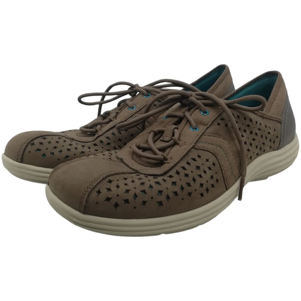 Aravon Rockport Betty Brown Leather Perforated Lace-up Comfort Shoes Size 11AA